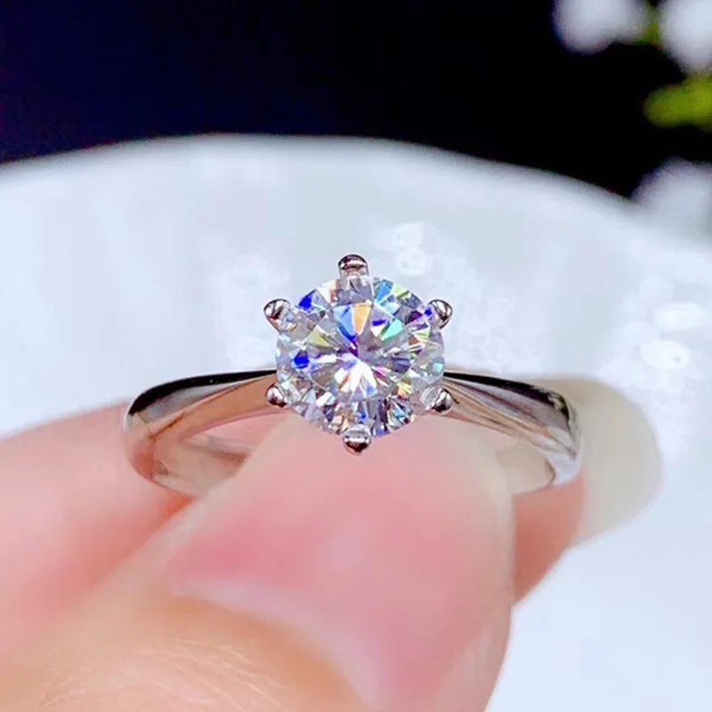 

1CT Moissanite Ring for Women Wedding Party Anniversary Gift VVS Lab Diamond Fine Jewelry Classic Style Real 925 Sterling Silver