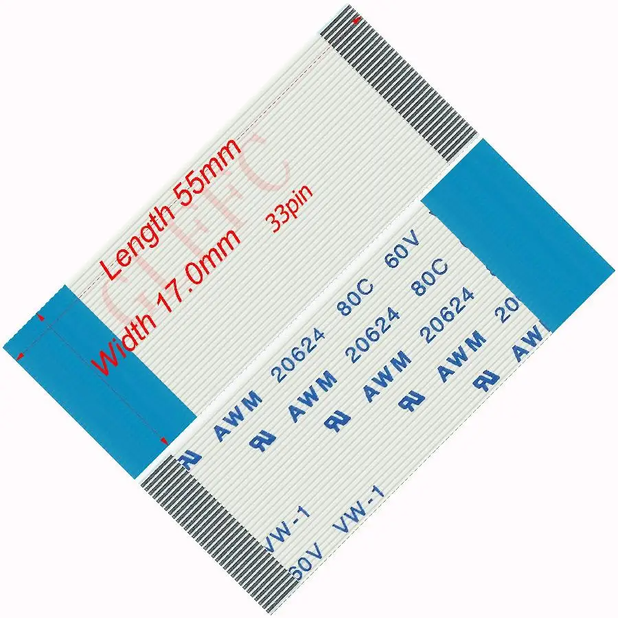 33pin 0.5 Sân 55Mm-300Mm Loại B Linh Hoạt Cáp Phẳng FFC Awm 20624 ROHS Xuất TTL màn Hình LCD DVD Máy Tính