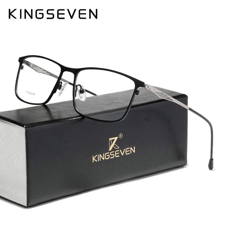 KINGSEVEN Titanium Alloy Optical Glasses Frame Men 2022 Square Myopia Prescription Eyeglasses женские очки