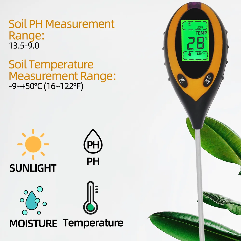 2/3/4/5 in 1 Soil PH Meter Soil Tester Flower Meter Moisture Meter Temperature Sunlight Intensity Analysis Acidity Garden Tool