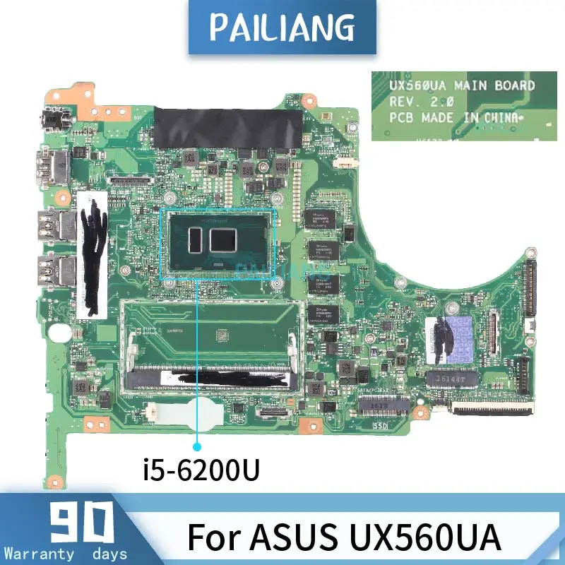 PAILIANG Laptop motherboard For ASUS UX560UA REV.2.0 Mainboard Core SR2EY i5-6200U DR3