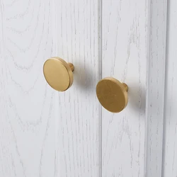 Knobs Simple Round Brass Drawer  Handle Wardrobe Door  Cabinet Pulls Single Hole Gold   Small Bedroom Furniture Hardware Fitting