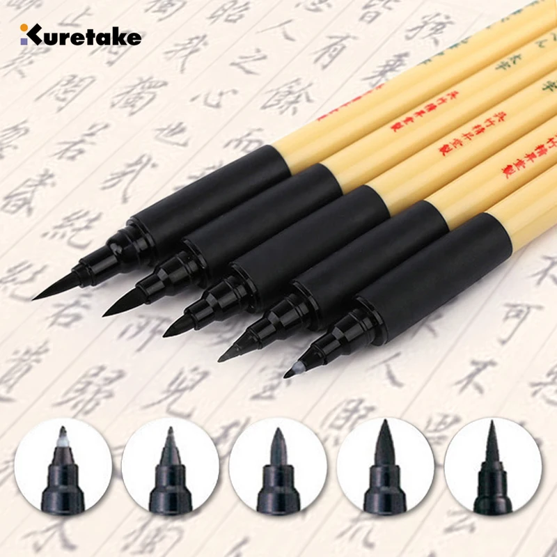 ZIG Kuretake Bimoji Felt Tip Hard&Brush for Manga/Calligraphy Signing Marker Straight Liquid Soft Comic Pen Art Supplies