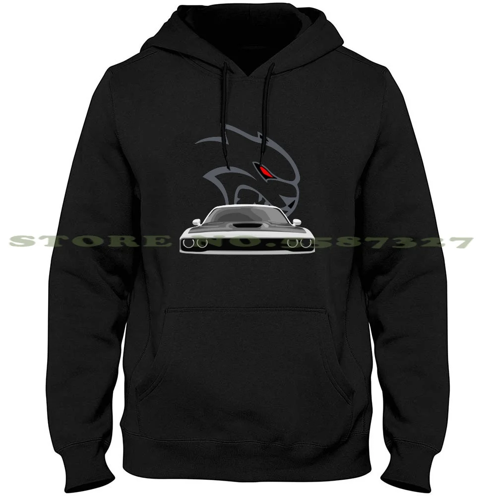 Dodge Challenger Hellcat Logo Streetwear Sport Hoodie Sweatshirt Race Racing Engine Muscle Car Hot Rod Hemi Charger Mopar