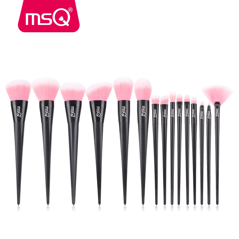 MSQ 15pcs Makeup Brushes Set Professional Foundation Powder Eyeshadow Lip Fan Make Up Brushes Kit Plastics Handle Synthetic Hair