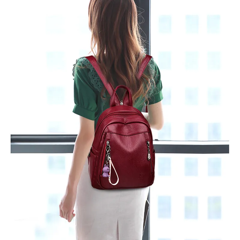 Women fashion Leather backpack travel school business shoulder bag shopping travel schoolbag