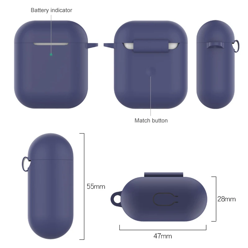 Funda de silicona para auriculares AirPods 2, funda protectora para auriculares inalámbricos con Bluetooth, Airpods 2 Generación