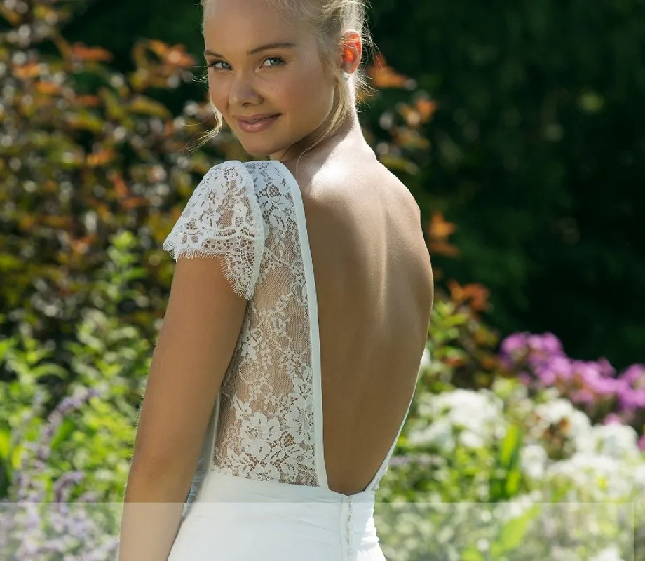 Abito da sposa a sirena Boho estate 2021 elegante Top in pizzo senza schienale maniche corte abiti da sposa Robe de Mairee