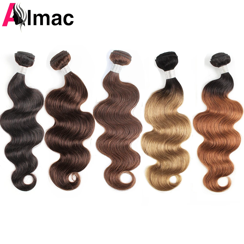 Body Wave Human Hair 1 Bundle Natural Color Brown Ombre Honey Blonde Color In Stock Peruvian Remy Human Hair Extention 95g/PC