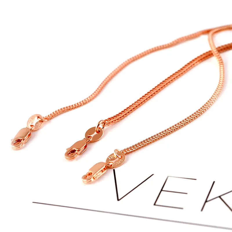 MIQIAO شوبان سلسلة 925 قلادة فضية لون الذهب الوردي للرجال النساء طويلة 40 45 50 55 60 65 70 80 سم القلائد للنساء