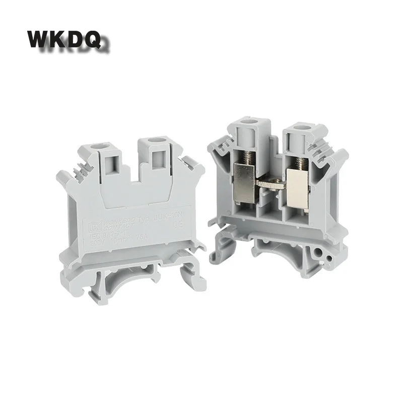 10Pcs UK10N UK10 Multi-Color Screw Feed-through Plug 2-Connductor Wire Electrical Connector DIN Rail Terminal Block UK 10N