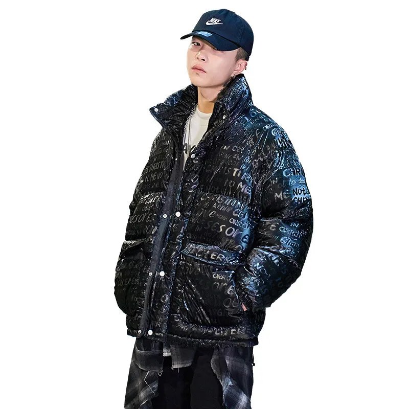 2021 Fashion Winter Puffer Jacket Men New Teen Coats Men's Original Cotton-Padded Printed Loose Warm Coat Youth Clothing