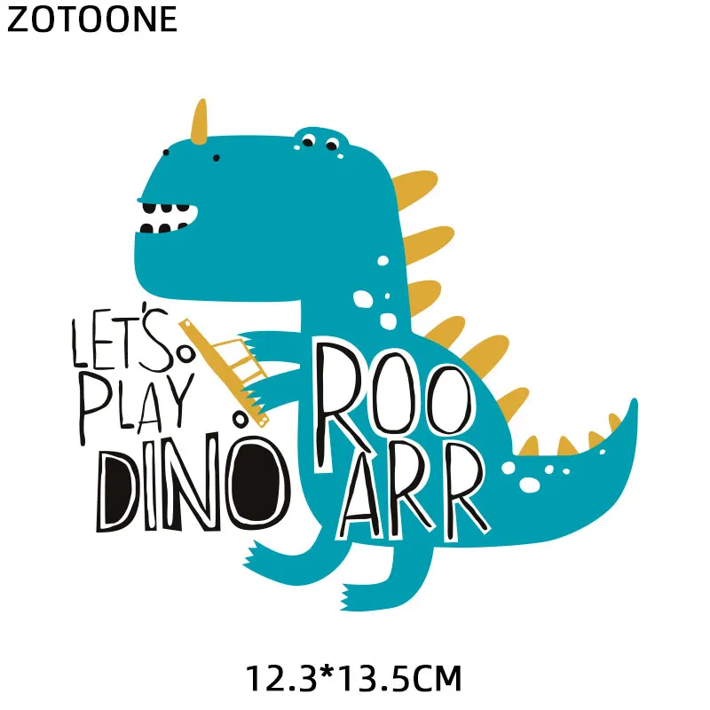 ZOTOONE Cartoon Dinosaur Letter Patch for Kids Iron on Heat Transfers for Clothing Applications DIY T-shirt Appliques Stickers E