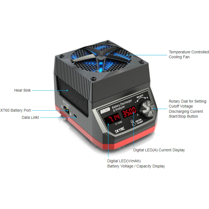 SKYRC BD250 Battery Discharger & Analyzer for RC LiPo Battery LiPo LiFe LiHv 2-8S,NiMH NiCd 6-23S,Pb(Lead Acid) 6-32V, 250W 35A