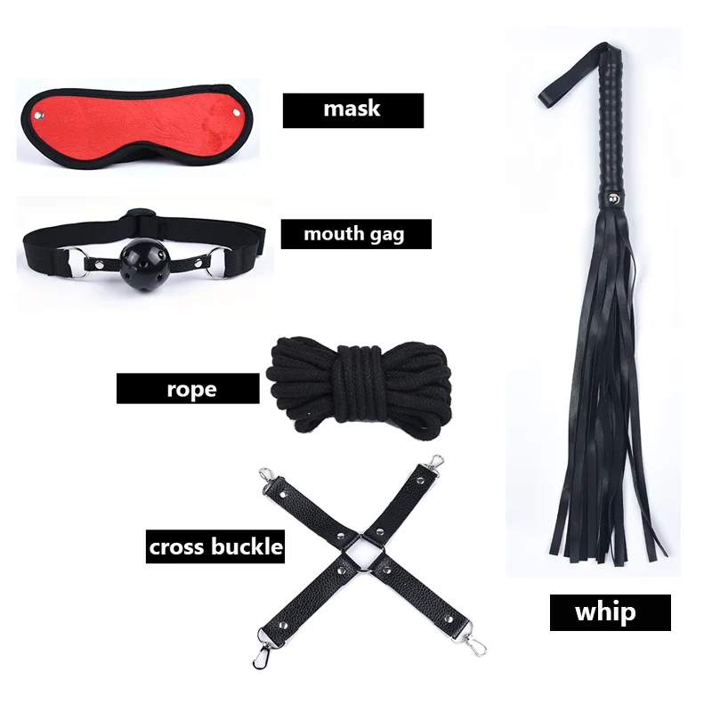 Bdsm 10 Speeds Vibrator Bondage Set Metal Sex Toys for Women Men Handcuffs Sex Nipple Clamps Whip Spanking Rope