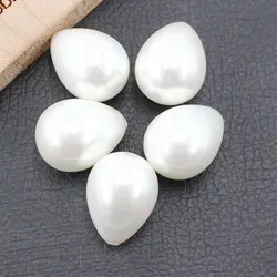 APDGG 16x20MM 5 Pcs Natural White Sea Shell Pearl Half Hole Water drop Beads For Pendant Necklace Earrings DIY Jewelry Findings