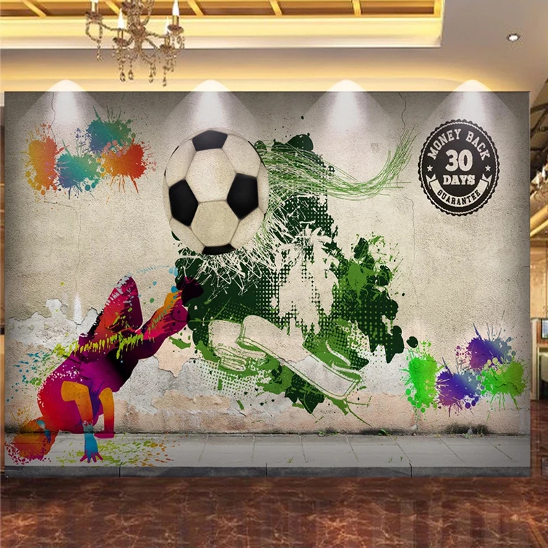 Custom Photo Wallpaper 3D Street Graffiti Street Dance Sports Football Murals Restaurant KTV Bar Decor Waterproof Wall Stickers