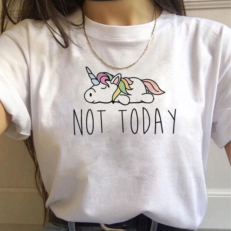 New Unicorn Kawaii Harajuku T Shirts Women Cute Unicornio Ullzang Cartoon T-shirt 90s Funny Print Tshirt Graphic Top Tees Female