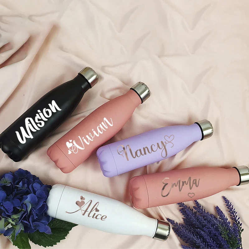 Personalized Bridesmaid Stainless Steel  Custom Name Water Bottle Sports Insulated Water Bottle Bride Bridesmaid Memorial Gift