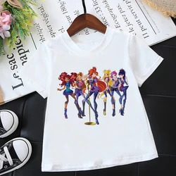 2021 Summer Fashion Unisex The Winx ClubT-shirt Children Boys Short Sleeves White Tees Baby Kids New Tops For Girls Clothes 24-9