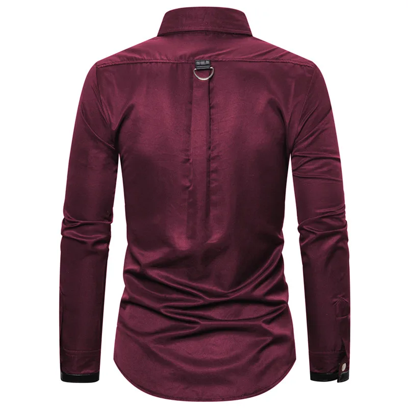 Camisa de carga de Color sólido con remaches de estilo gótico para hombre, ropa ajustada para escenario de fiesta, nuevo