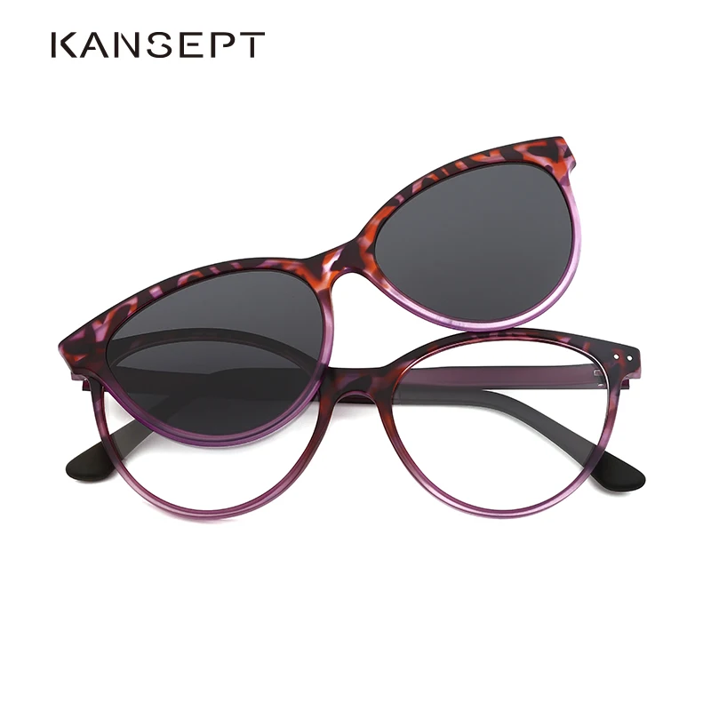 KANSEPT Sunglasses Women Myopia Eyeglass Vintage Cateye Clip on Brand Designer Optical Frame Prescription Glasses Multifunction