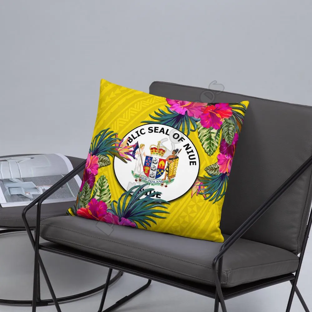 Niue Polynesian Pillow Hibiscus Surround Pillowcases Throw Pillow Cover Home Decoration