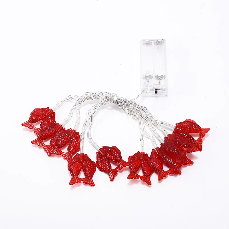 Pheila Led Rode Karper String Light Fairy Guirlande Rode Karper Opknoping Lamp Battery Operated Voor Vakantie Chinese Nieuwe Jaar Decoratie