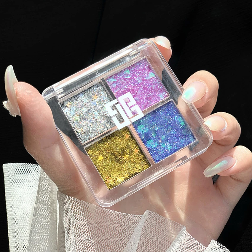 Sombra de ojos de 4 colores, pigmento para uñas, brillo, maquillaje de alta pigmentación, sombra de ojos en polvo, cosméticos, regalos