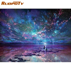 RUOPOTY Frame Picture Diy Painting By Numbers Starry sky Coloring By Numbers Acrylic Canvas Painting Handpainted Drawing Art