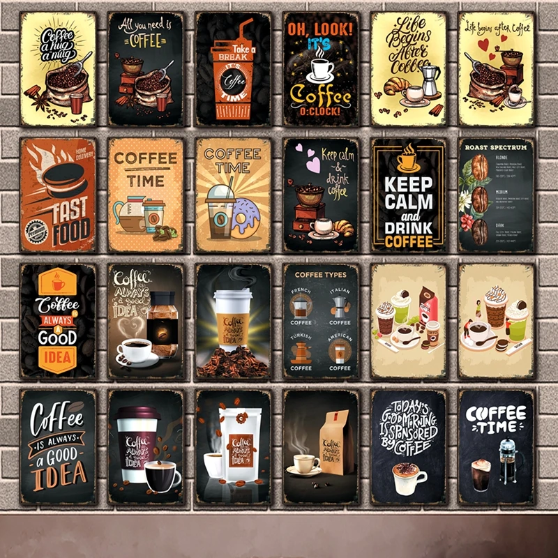 [ Kelly66 ] Keep Calm And Drink Coffee Is Always A Good Idea Tin Metal Sign Home Decor Bar Wall Art Painting 20*30 CM Size JT-66