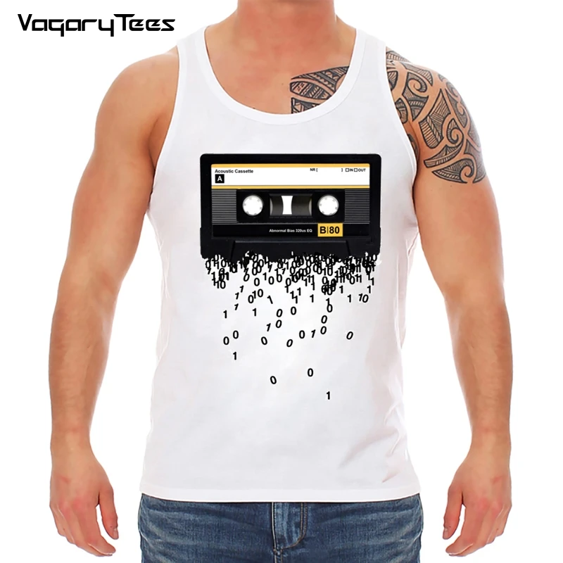 Newest Funny Retro cassettes Printed Tank top Men's Funny Creative 80's Music The death of the cassette tape