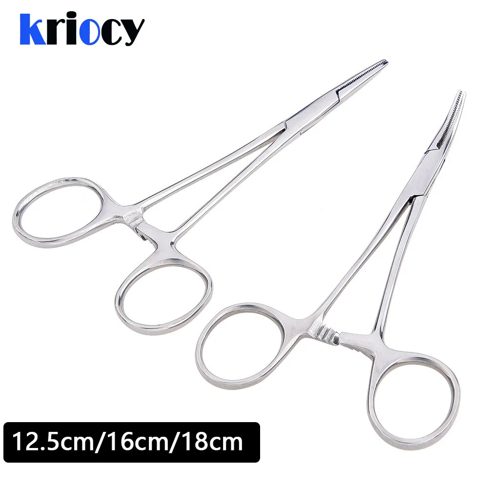 12.5cm 16cm 18cm Hemostatic Forceps Pet Hair Clamp Fishing Locking Pliers Epilation Tools Curved/Straight Tip Hand Tool