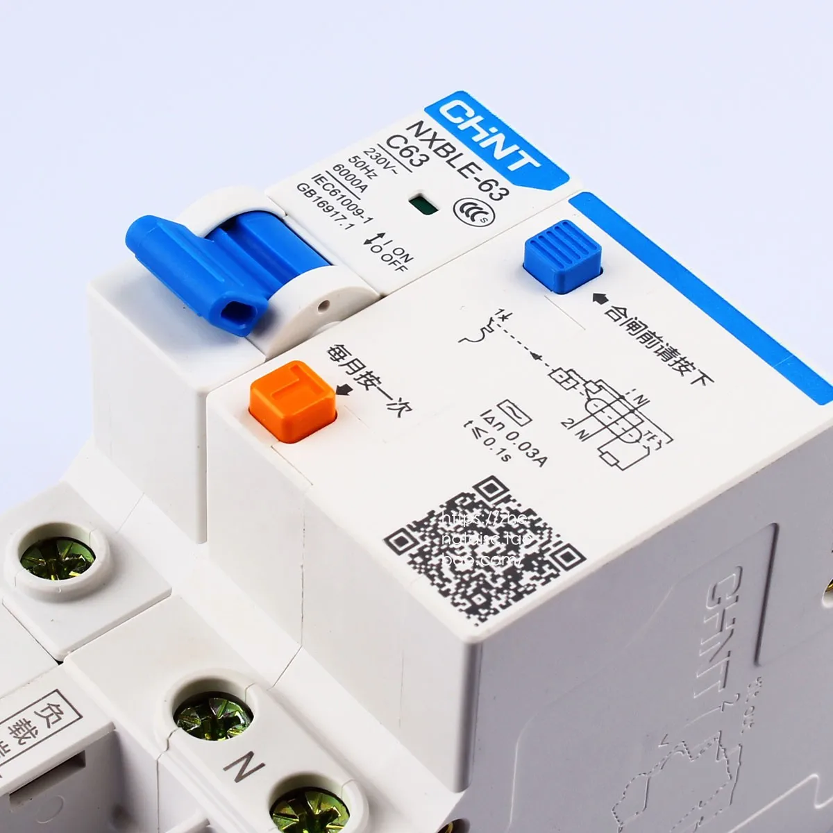 CHINT RCBO NXBLE-63 1P+N 30mA 6KA C6A 10A 16A 20A 25A 32A 40A 50A 63A Residual current Circuit breaker RCBO