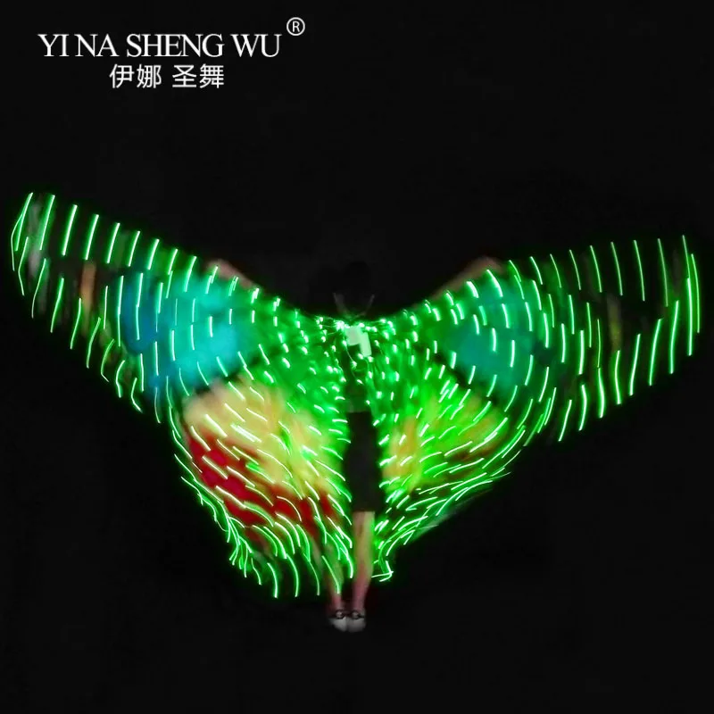 LED Wings Girls Women Belly Dance LED Wing Butterfly Halloween LED Butterfly Cloak Stage Dance Performance Accessories LED Wings