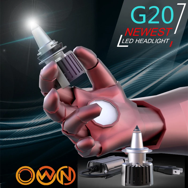 DLAND OWN G20 LIGHT GUIDE AUTO LED HEADLIGHT BULB LAMP R10 LASER 12000LM IP68 12V 24V 120W DC