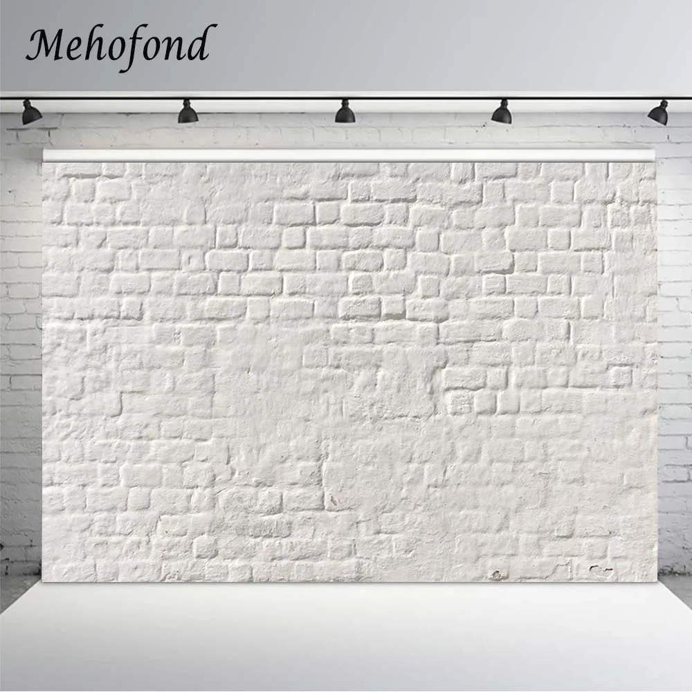 Mehofond White Brick Wall Photography Backdrop Texture Patter Newborn Portrait Baby Shower Photocall Backdrop Photo Studio Shoot