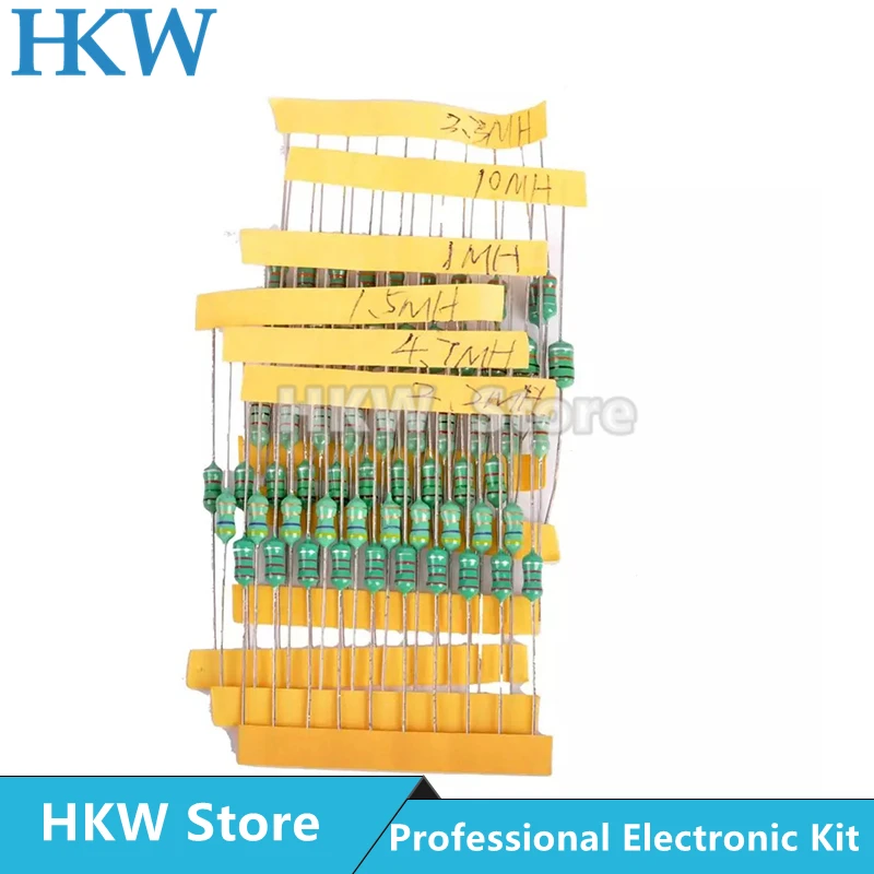 120pcs/set 12values Color Ring Inductor Assortment Kit 0510 1W Inductors 2.2UH~1MH 4.7UH 22UH 47UH 68UH 100UH 220UH DIY KIT