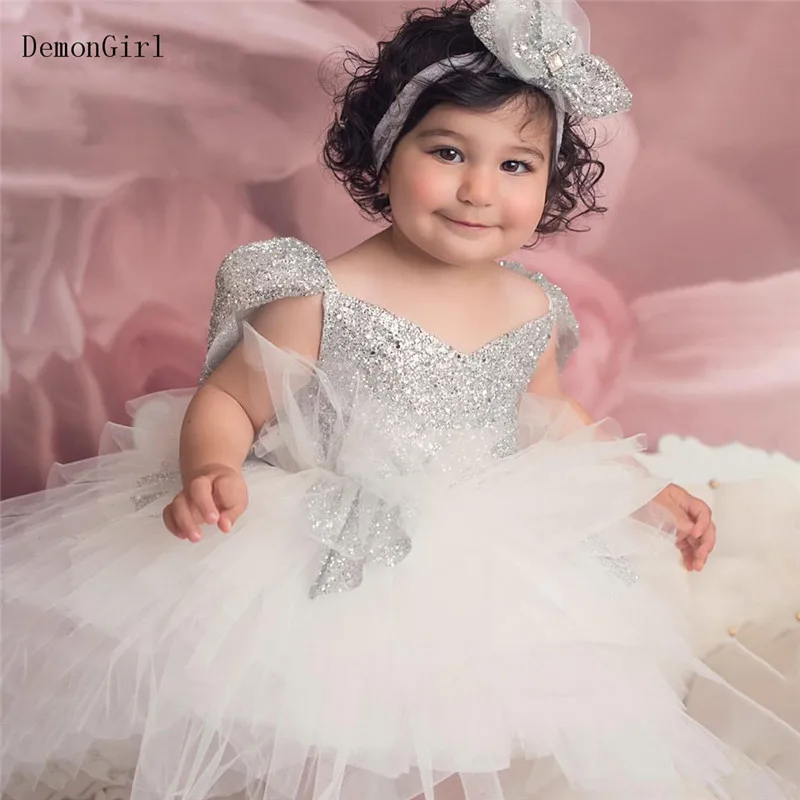 Abito da festa per bambini Glitter Puffy Little Princess Birthday Dress Cap Sleeve Baby Girl Dress 2021 cerimonia di capodanno