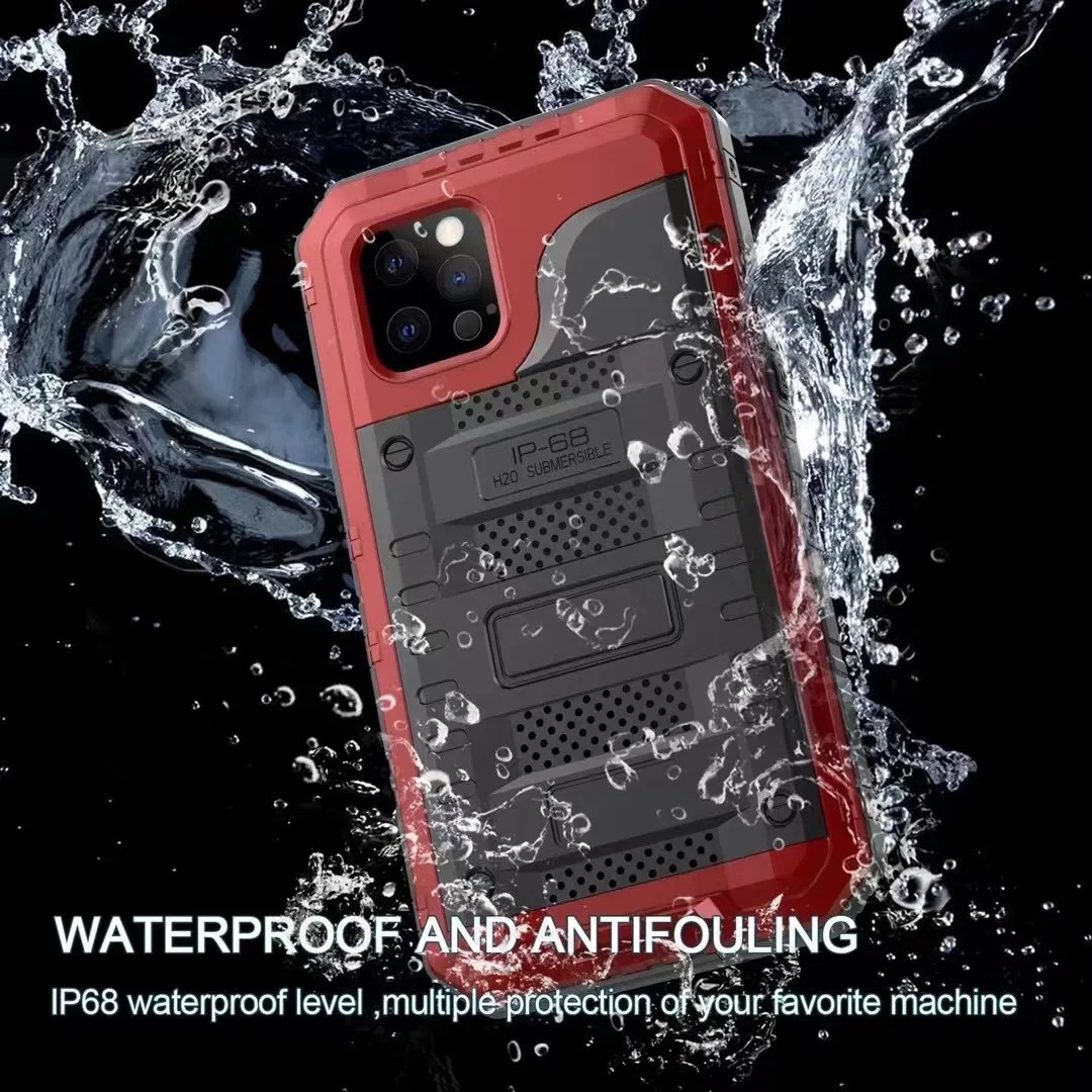 

Metal Aluminum Sealed Waterproof Diving Case for iPhone 11 12 Pro XS Max XR 8 7 6Plus SE 2020 Heavy Duty Armor Shockproof Cover