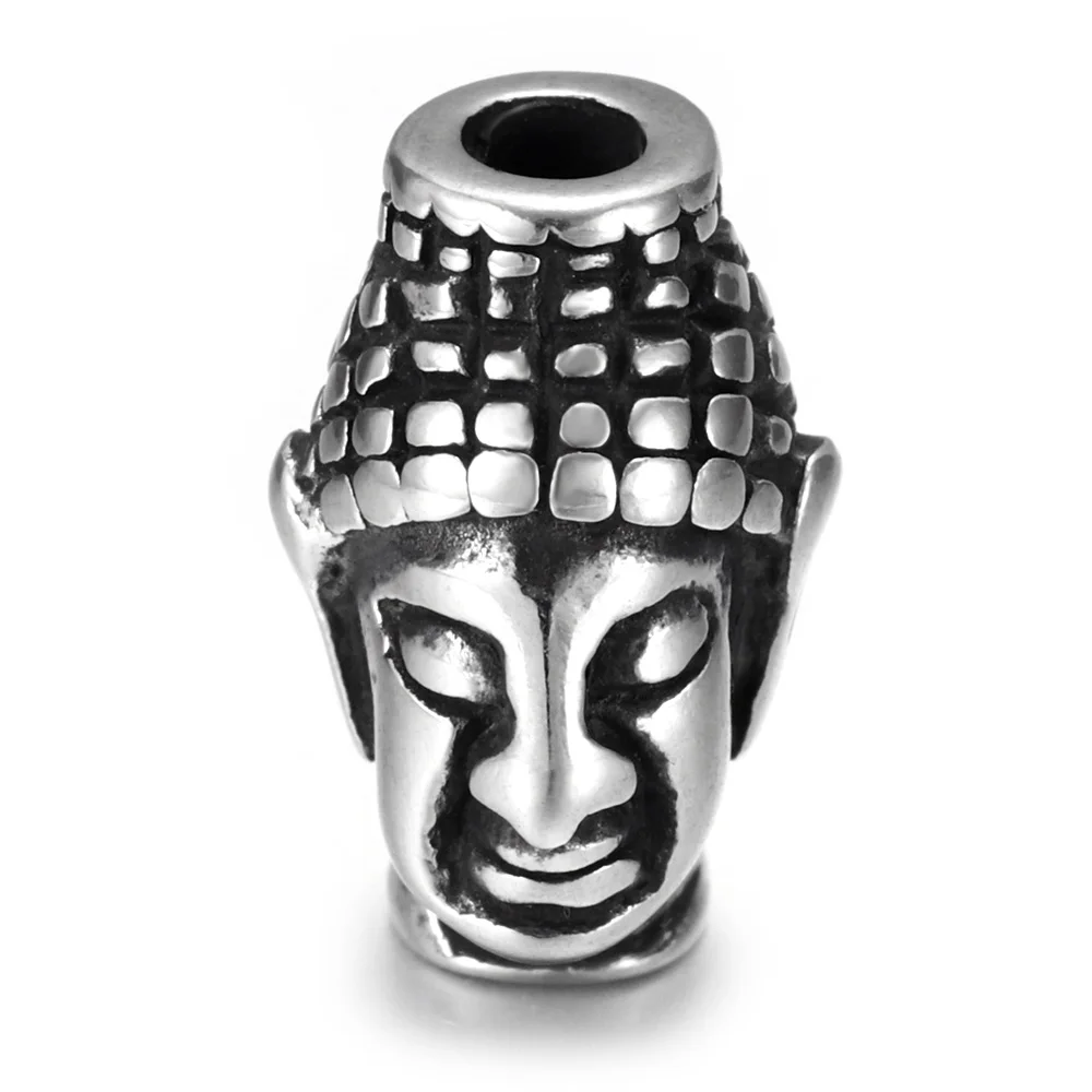 Stainless Steel Buddha Bead Polished 2mm Hole Metal Spacer Beads Bracelet Charms for DIY Jewelry Making Accessories