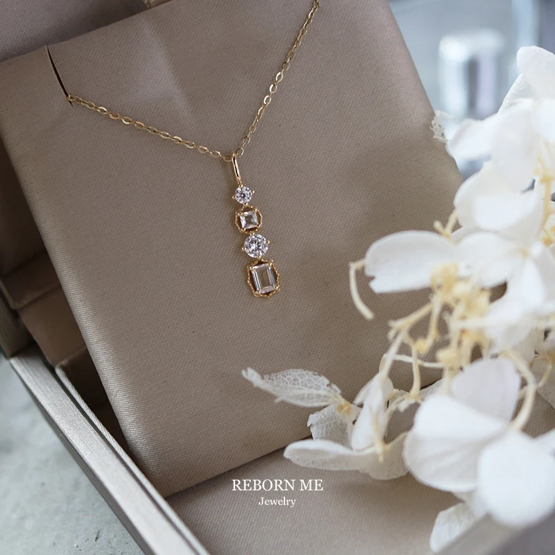 

S925 Sterling Silver 14k Gold-Plated Necklace Female Chain Pendant For Women Elegant OL Trendy Special Kpop Light Luxury Gifts