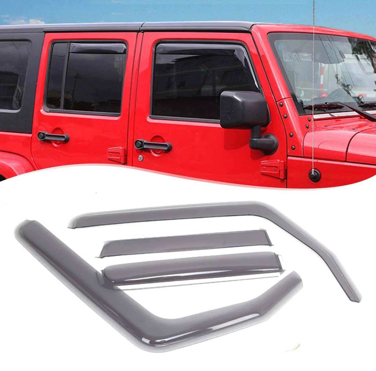 

Car Rain Guard Shade Side Window Sun Visor Deflector Wind Shield Shelters For Jeep Wrangler JK 2-Door 4-door 2007-2018