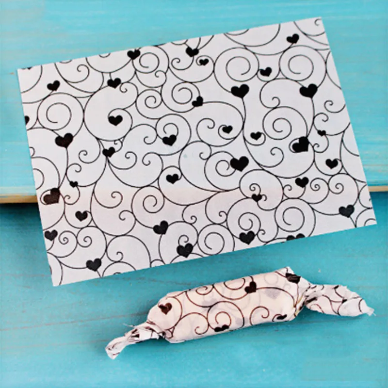 AQ 500pcs/lot Black Love Line Handmade Sugar Cookies Candy Wrapper Bag Simple Style Wedding Gift Bag DIY Nougat Wrapping Paper