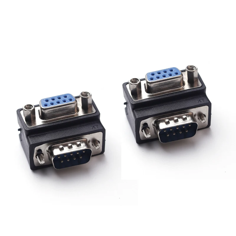 Lingable Adapter Right Angle D-Sub 9pin DB9 Male to Female Converter Monitor DB 9  Extender 90 degree Connector