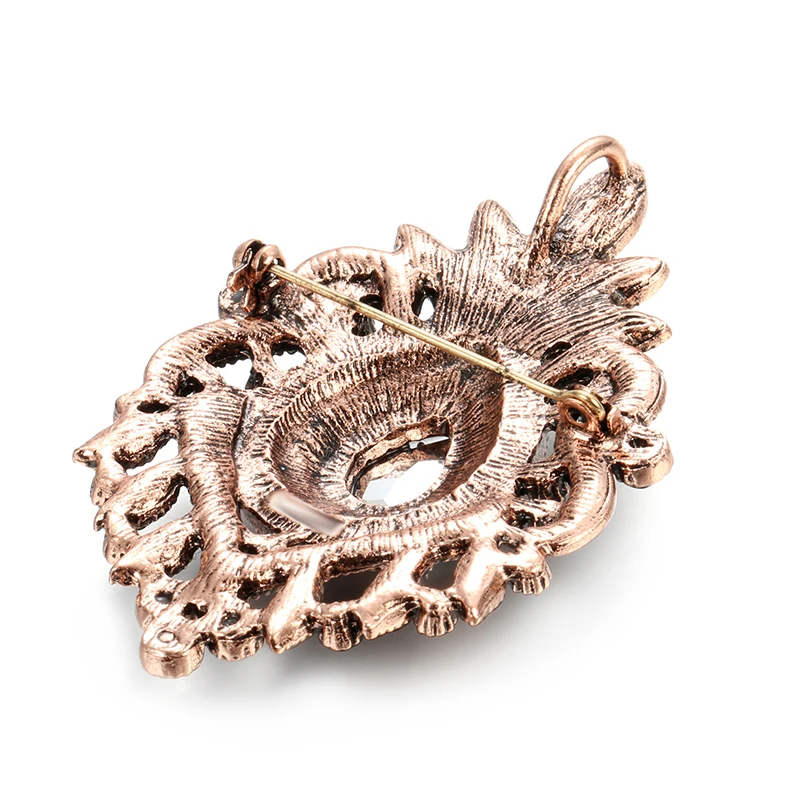 Kinel Vintage Gray Crystal Flower Brooch Ethnic Wedding Jewelry Antique Gold Color Hijab Caftan Pins Bohemia Bridal Brooch Gift