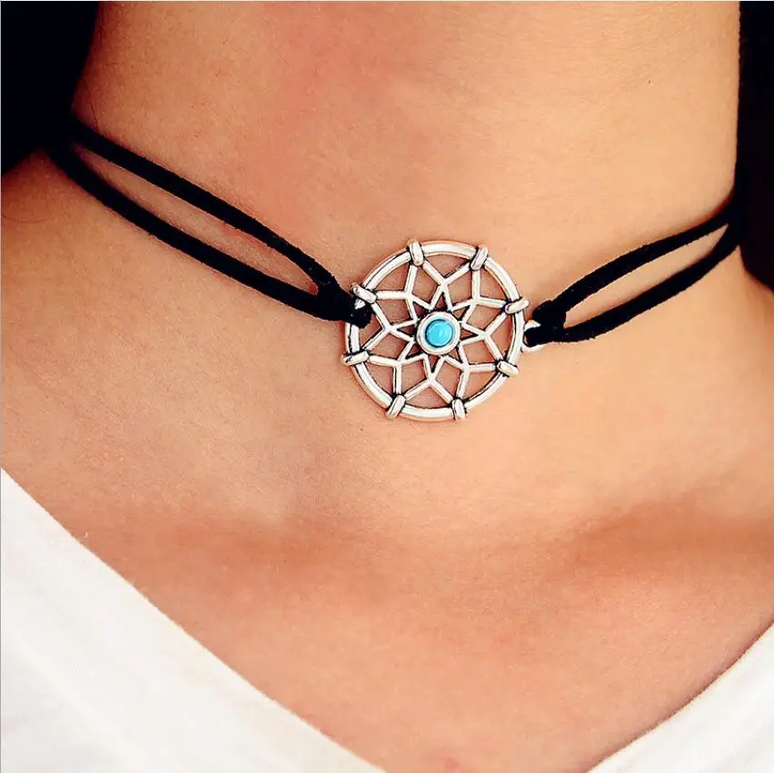 New Arrival  Fashion Modern Choker   Round Flower Charm  Choker Jewelry For Women S2062