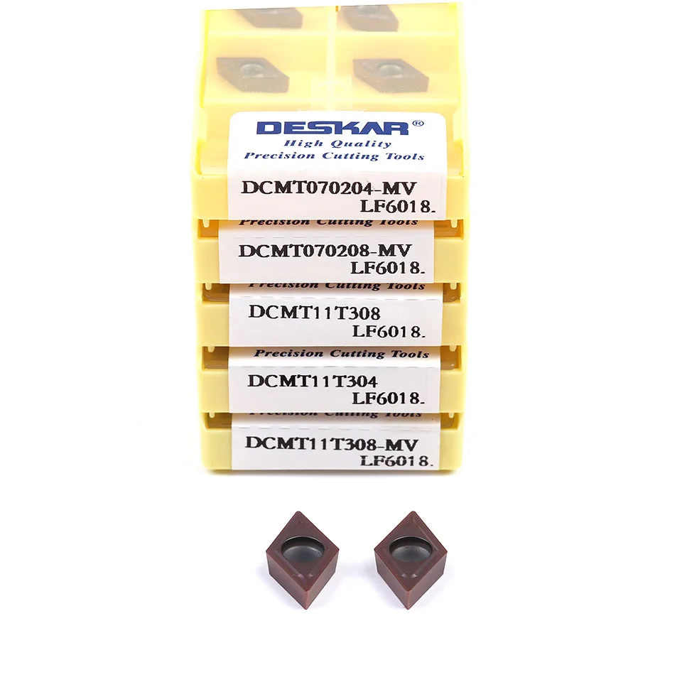 DCMT070204MV DCMT070208MV DCMT11T304 DCMT11T308 LF6018 карбидная вставка DESKAR вставка нержавеющая сталь инструмента токарного станка