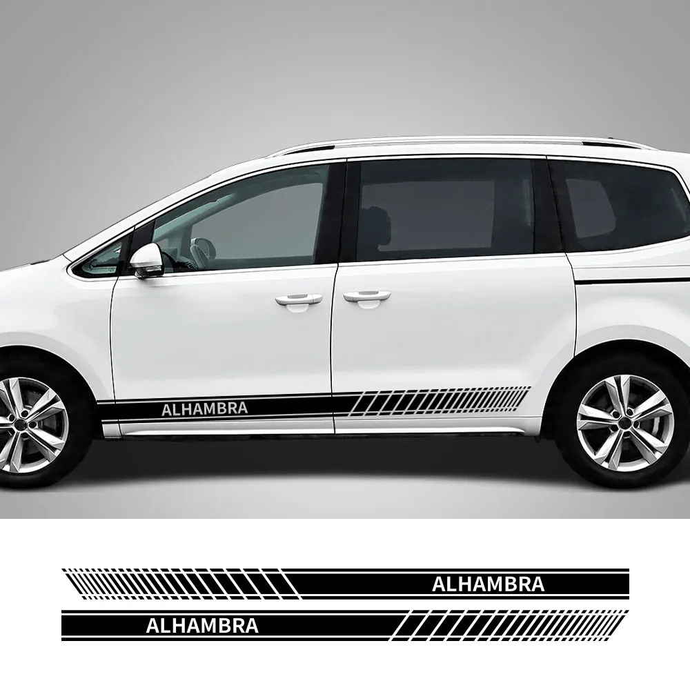 2PCS Car Door Side Stickers For Seat Alhambra 7n Camper Van Sport Stripes Styling Graphics Tuning Auto Accessories Vinyl Decals