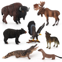 Simulation Wild Jungle Animals Wolf Bison Eagle Bear Crocodile PVC Action Figures Ornaments Collection Kids Education Toy Gifts